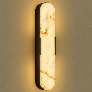 Alabaster Wall Sconces, 20 inch Natural Marble Black Wall Sconce Indoor Wall Lamp Modern Bathroom Alabaster Wall Lamp for Living Room, Bedroom, Porch, Dining Room, Stairway (Black-1PC-Warm Light)