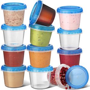 Tafura 4 Oz. Small Containers with Lids [12 Pack] Snack Containers with Twist Top Lids | Condiment Storage for Puree, Snacks, and More | Reusable Small Plastic Food Storage, BPA Free
