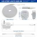 Motion Sensor LED Strip Lights - Chasing Effect Auto ON/Off for Stairs, Bedroom, Under Cabinet - 16.4ft White, Intelligent Motion Sensor Stair Lights