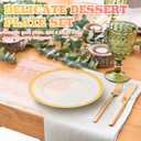Tanlade 100 Pcs Clear Gold Plastic Plates Bulk 7.5 Inch Disposable Heavy Duty Dinner Plates with Rim Round Salad Dessert Appetizer Dinnerware for Wedding Birthday Party Supplies