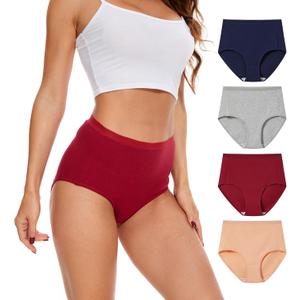 5 x HATSURE Women High Waisted Cotton Underwear Panties Soft Stretch Lace Waistband Full Coverage Ladies Briefs Multipack (XXXL)