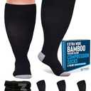 Doctor's Select 3 Pairs Plus Size Compression Socks Wide Calf | Bamboo Viscose Knee High Extra Wide Calf Compression Socks Women & Men | Black 3XL
