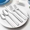 E-far 60-Piece Silverware Set, Stainless Steel Flatware Set Service for 12, Tableware Cutlery Set for Home Restaurant Party, Dinner Forks/Spoons/Knives, Square Edge & Mirror Polished, Dishwasher Safe