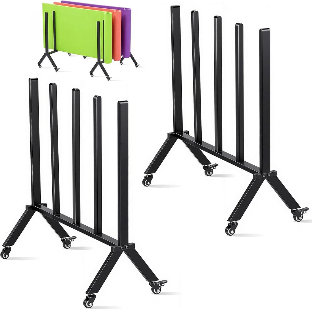 LEIFIDE 2 Pack Pool Float Holder with Rolling Wheels Steel Poolside Storage Organizer Rack for Floaties, Raft, Noodles, Life Vests, Beach Balls(Steel Rack,Black,Large)