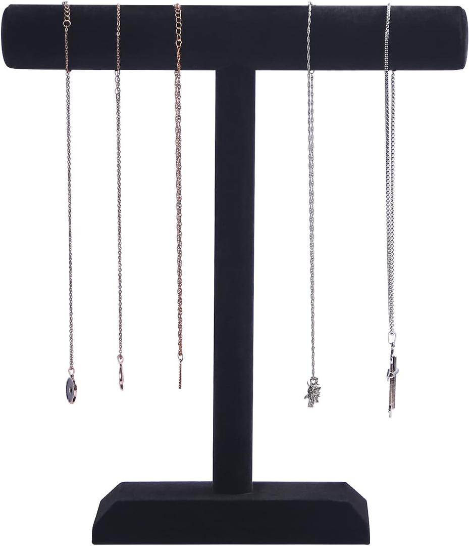 Pangkeep Necklace Holder,Black Velvet Jewelry Display Stand for Selling,13.8 Inches Tall Jewelry Holder.