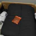 Office Chair, Criss Cross Legged Office Desk Chairs with Wheels, PU Leather Adjustable Wide Swivel Walnut Task Chair with Linen Fabric, Ergonomic Mid Back Computer Chair for Meeting Room, Home (Black Linen and Wooden Frame)