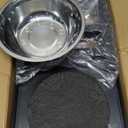 Metal Raised Dog Bowl, 10" Tall Elevate Dog Feeder Stand with 2 Stainless Steel 42oz Bowls & 16x24 Non-Slip Mat  Stronger Dogs Food & Water Bowl Stand (Black)