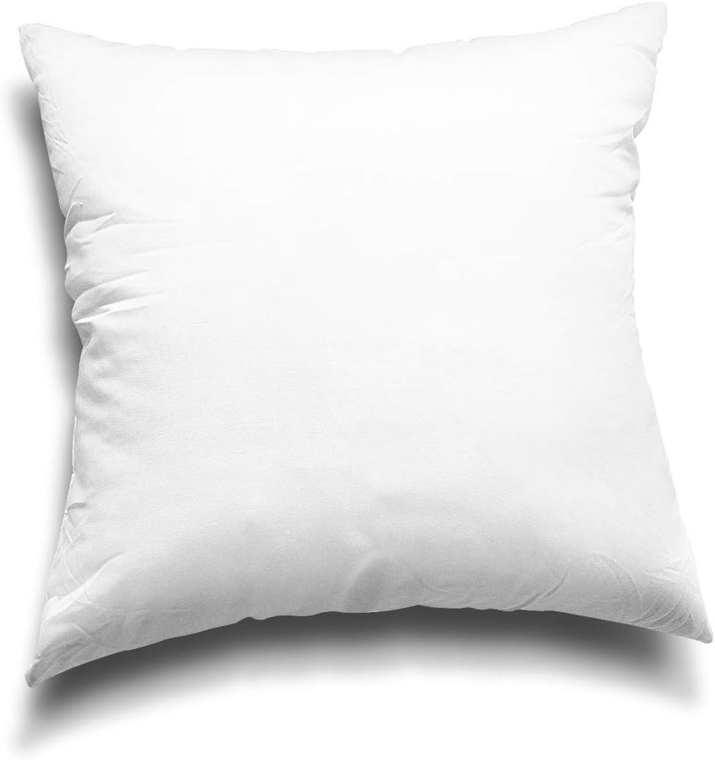 EDOW Throw Pillow Inserts,  Lightweight Down Alternative Polyester Pillow, Couch Cushion, Sham Stuffer, Machine Washable. (White, 18x18)