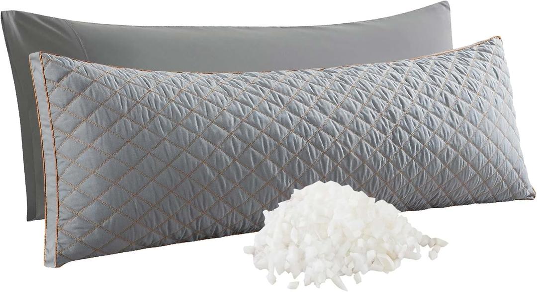 WhatsBedding Memory Foam Body Pillow for Adults, Long Pillow for Sleeping, Full Body Pillow for Bed - Dark Grey