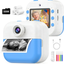 Kids Camera Instant Print for Christmas Birthday Gifts Age 4-12,Front Rear Dual Selfie Camera with 1080P Videos Toddler Portable Travel Toy 6 7 8 9 Year Old Boys Girls-Blue