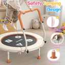 BCAN BT1 36'' Toddler Trampoline, ASTM Certified-Foldable Mini Trampolines for Kids Ages 1-6, Adjustable Handle, Safety Pad & Foldable Legs, Baby Trampoline Indoor/Garden, Gift for Boy and Girl