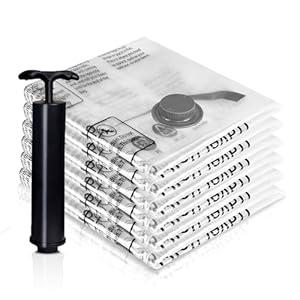 6 Jumbo Vacuum Storage Bags, Space Saver Bags Vacuum Seal Bags with Hand Pump, Vacuum Sealer Bags for Clothing/ Comforters/ Blankets/ Bedding