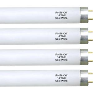 Valoisa 4Pack F14T8/CW 14W 15 Inch T8 4100K Linear Fluorescent Light Bulb,14 Watts, G13 Medium Base,T8 Tube,14 3/4" MOL,1" Dia,4100K Cool White