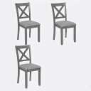 LOVMOR Dining Chairs Only Wooden Dining Chairs Set of 3 Kitchen Chair with Padded Seat Upholstered Side Chair for Dining Room Living Room Gray
