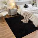3x5 Black Washable Area Rug for Bedroom, Modern Geometric Shag Non-Slip Living Room Rugs, Fluffy Plush Soft Memory Foam Carpet for Kids Boys Room Nursery Room Dorm Bedside Decor