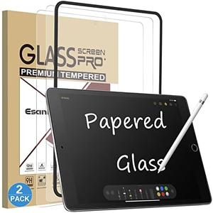 Esanik 2 Pack Like Paper Glass Screen Protector for iPad 9th/8th/7th Generation (10.2-Inch 2021/2020/2019) Tempered Glass 9H PAPERed Screen Protector with Matte Finish for Drawing Writing
