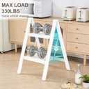 Valeo 2 Step Ladder,Lightweight Folding Step Stool with Wide Anti-Slip Pedal, 330LBS Capacity, Heavy Duty,Sturdy Iron Metal Step Stool for Home, Kitchen, Closet, Adults, White