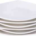 Cutiset Porcelain Dessert, Salad Plates, Set of 6, White (7 inch, Square)