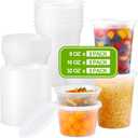 AOZITA 24 Sets Plastic Deli Food Containers With Lids, 8 oz 16oz 32oz Variety pack, Airtight Food Storage Containers, Freezer/Dishwasher/Microwave Safe, Soup Containers For Takeout Food Storage