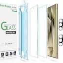 amFilm Auto-Alignment OneTouch for Samsung Galaxy S24 Ultra 6.8'' Screen Protector + Camera Lens Protector, Tempered Glass, 30 seconds Installation, Bubble Free, Anti-Scratch [2+2 Pack] (S24U-6.8")
