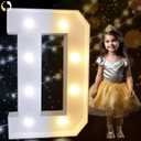 Pooqla 3FT Marquee Light Up Letters, Cool White and Warm White LED Big Mosaic Marquee Letters 3 Feet, Giant Letter Sign for Balloons Birthday Anniversary Wedding Party Decoration, LED D