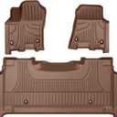 Floor Mats Fit for Dodge Ram 1500/1500 RHO Crew Cab 2025 2026, Brown | Bucket Seats, Not Fit Quad Cab/Bench Seats, TPE All Weather Mat Custom Fit Precise Coverage, The Car With Storage Need to Cut