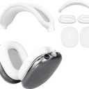 SOULWIT Protective Kit for AirPods Max, Headband Cover + TPU Case Protector + Silicone Ear Pads Cover, Sweatproof Accessory, Easily Washable, Anti-Scratch (White)