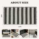 MatEssenz 2x4ft Waffle Bath Mat, Water Absorbing Bath Mat Nonslip Fast Drying Soft Foot Feeling Long Bathroom Rug for Bathroom, Machine Washable Runner Rug withTassels, Black and White Stripes