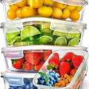 Prep Naturals Glass Meal Prep Containers - Oven, Microwave & Freezer Safe - Leakproof Airtight Glass Storage Containers with Lids - For Food Prep & Lunch - Pack of 5, 36 Oz, Square