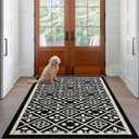 Ileading Entrance Door Mat 3'x5', Absorbent Dog Mats for Muddy Paws, Low-Profile Large Entryway Runner Rug with Non-Slip Backing, Machine Washable Inside Welcome Mat for Hallway,Kitchen(Black)