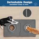 Stone Dog & Cat Food Mat, Diatomaceous Pet Feeding Mat for Water Bowls, Quick Drying Non-Slip Mat for Floors (Grey, 30" x 16")