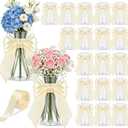 20 Pcs Small Plastic Bud Vases Bulk with Ribbon for Centerpieces, Clear Flower Vases for Wedding Home, Height Shatterproof Vase for Wedding Home Party Table Decoration (White Ribbon)