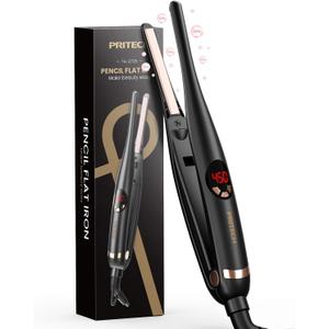 Small Flat Irons for Short Hair, 3/10" Thin Flat Iron for Short Hair, Pixie Cut and Bangs, Negative Ions Small Hair Straightener for Edges with 10th Adjustable Temp. Auto Shut Off