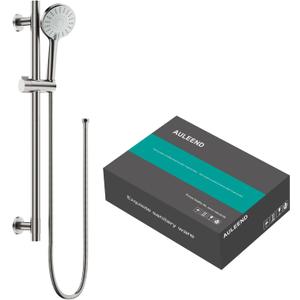 Shower Slide Bar Handheld Shower Head with Hose, 5-Function Hand Shower with Wall Mountshower slide bar,adjustable height shower head (A-round, Brushed Nickel)