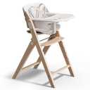 Mamazing GrowPod Pro Wooden Baby High Chair for 6 Months to 300lbs, Easy to Clean with Tray, Compact Foldable Highchair for Kitchen & Dining Room, with 5-Point Safety Harnesses and Guard Bar