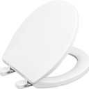 Toilet seat Round with Slow Close Hinges, Four Bumpers, Two Sets of Parts, White Toilet seat Round, Slow Close, Never Loosen and Easily Remove, Plastic, White