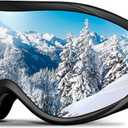 Ski Goggles OTG for Men Women, Anti-Fog Snowboard Goggles UV400 Protection Snow Goggles for Adult Youth (Black&silver)