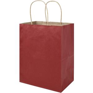 bagmad 100 Pack 8x4.75x10 Inch Medium Red Gift Paper Bags with Handles Bulk, Kraft Bags, Craft Grocery Shopping Retail Party Favors Wedding Business Sacks (Red, 100pcs)