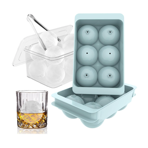 WIBIMEN Large Ice Cube Molds, Big Round Whiskey Ice Cube Trays for Freezer, Easy to Fill & Release, Whiskey Bourbon Cocktail(1.9In*6 Balls Blue/2 Pack)