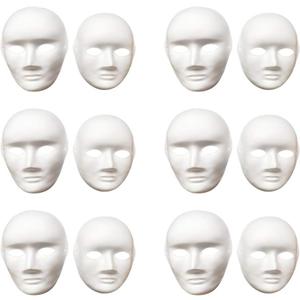 12 Pcs DIY White Mask, Halloween White DIY Masks,Plain Mask Paper Full Face Opera Masquerade Masks