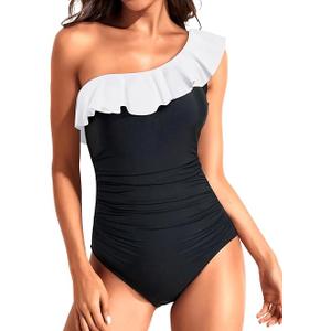 Women One Piece Swimsuits Tummy Control One Shoulder Bathing Suits Ruffle Swimwear Size L Women One Piece Swimsuits Tummy Control One Shoulder Bathing Suits Ruffle Swimwear Size L
