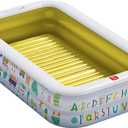 QPAU Kiddie Pool 65" x 39" Inflatable Pool for Kids & Toddlers, Ball Pit & Baby Pool with Soft Floor, Educational Alphabet & Number, Durable Outdoor Play Toys for Backyard & Indoor Fun (Yellow)