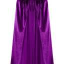 Velvet Hooded Cloak for Adults Full-Length Medieval Cape with Oversized Hood for Halloween Cosplay Gothic Wizard (Purple, L)