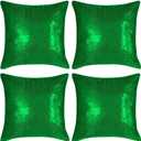 Dark Green Square Sequin Decorative Throw Pillow Covers Cushion Case for Chair Couch Bed Sofa Bedroom Living Room Wedding Home Decor (18"x18",4 Pack)