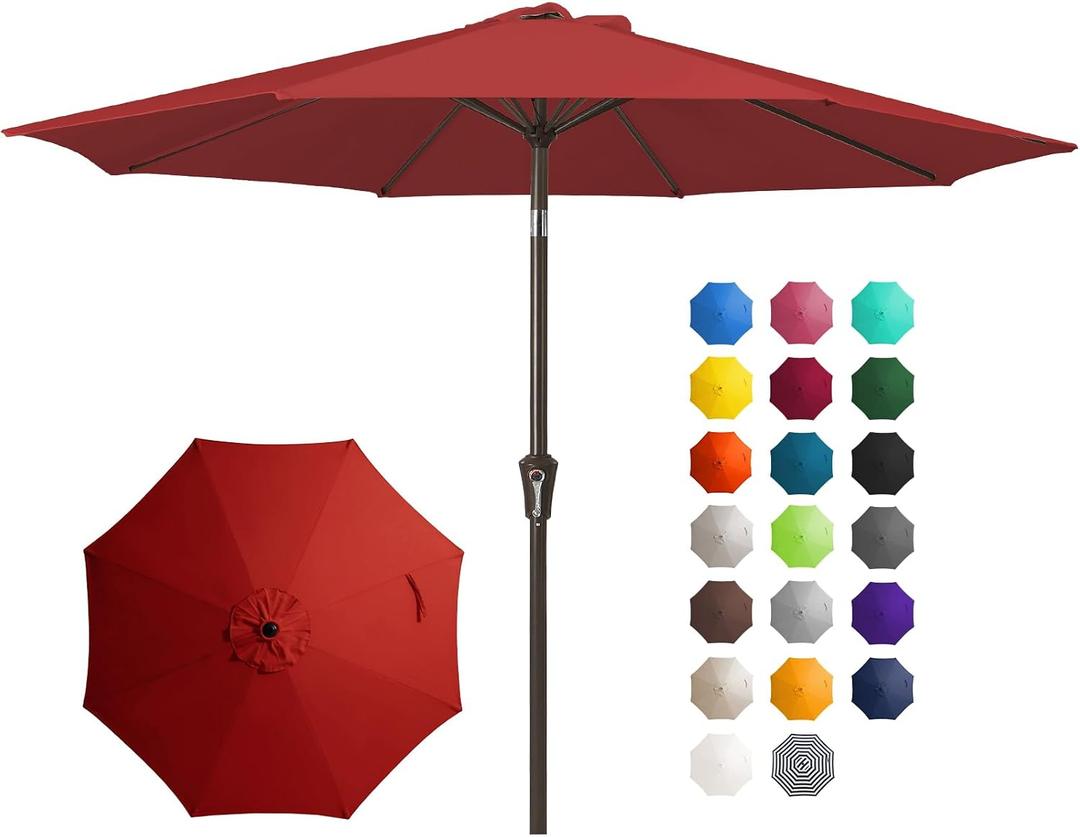 JEAREY 10FT Outdoor Patio Umbrella, Market Umbrella, Light Red
Outdoor Table Umbrellas with 8 Sturdy， Tilt & Crank UV Protection Waterproof for Garden, Deck, Backyard, Pool