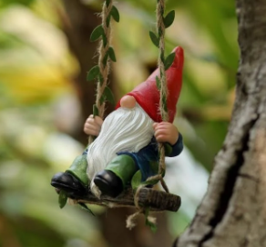 Garden Gnomes Outdoor Statue,Garden Gnome on Swing, Gnomes Decorations for Lawn Yard, Indoor and Outdoor Gnome Ornament for Christmas Tree Decor (Swing Gnome)
