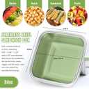 5 Pack Sandwich Containers, 24oz Stainless Steel Sandwich Box with Airtight Lids, Reusable Metal Meal Prep Lunch Boxes, BPA-Free, Dishwasher Safe, Food Storage Containers for Families (Green)