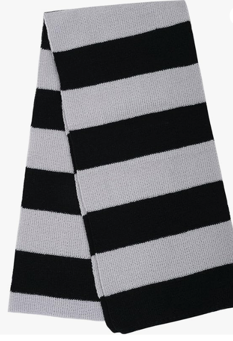 Dxhycc Black and Gray Striped Scarf - Soft Knit Winter Men's Scarf - Cosplay Costume Accessory for Halloween Party 34x60 in