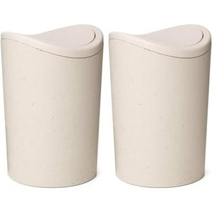 Superio Small Bathroom Trash Can with Lid, Modern White Mini Waste Bin with Swing Lid (1 1/2 Gallon, 6 Liter) Plastic Garbage Can for Kitchen, Bathroom, Bedroom, Office, Under Desk (1, Ecohome)