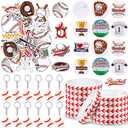 Tondiamo 86 Pcs Baseball Team Gifts Baseball Party Favors Supplies with 12 Silicone Bracelets, 12 Key Chains, 12 Pin Badges, 50 Waterproof Stickers for Baseballs Birthday Souvenir(Classic)